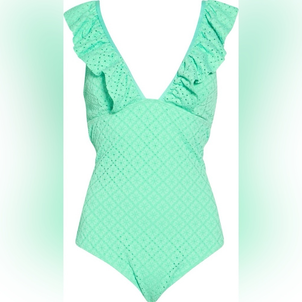 Betsey Johnson Green Swim Coverup with Ruffles‎